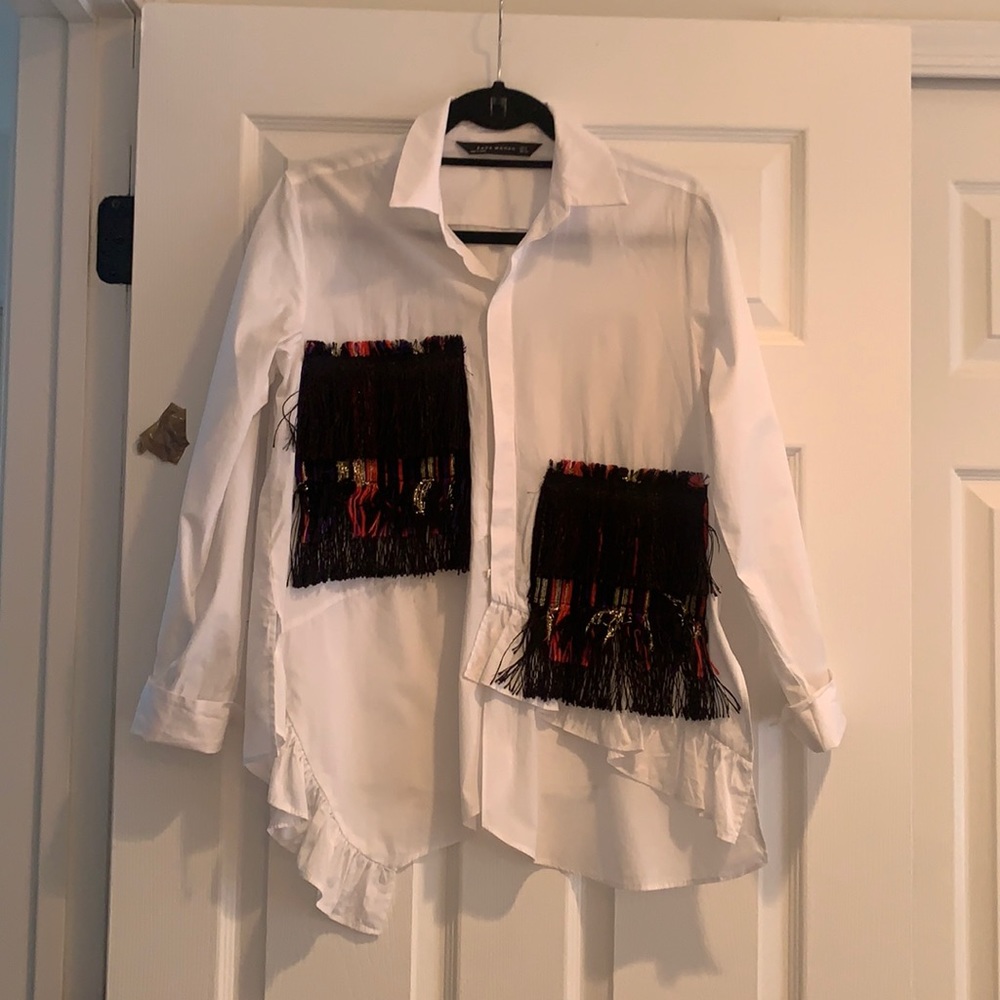 Zara white asymmetrical shirt. Oversized.